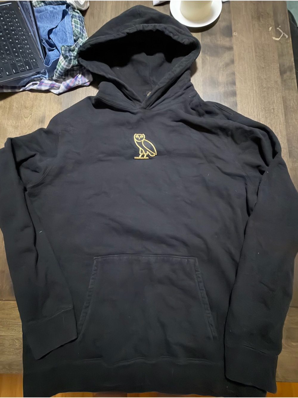 OVO Black Hoodie with Gold Owl Chest Logo
